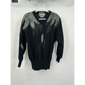Vintage 80s Pioneer Wear Sweater Women Sz M Metallic Abstract Western Glam Knit‎